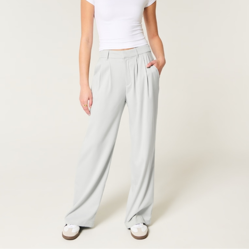 Hollister Livvy Ultra High-Rise Wide-Leg Pants, Sage Green